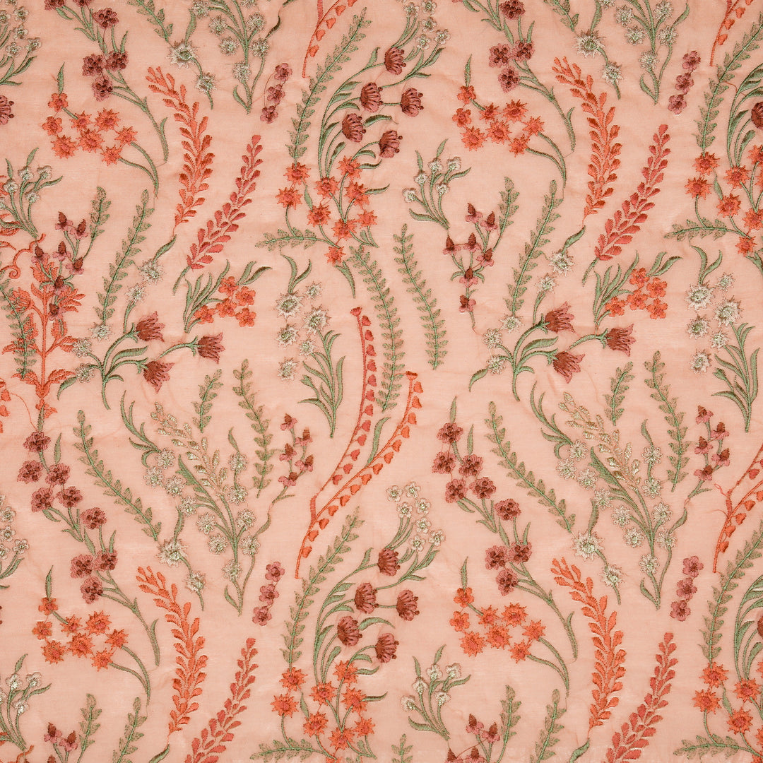 Zumra Jaal on Peach Cotton Silk Embroidered Fabric
