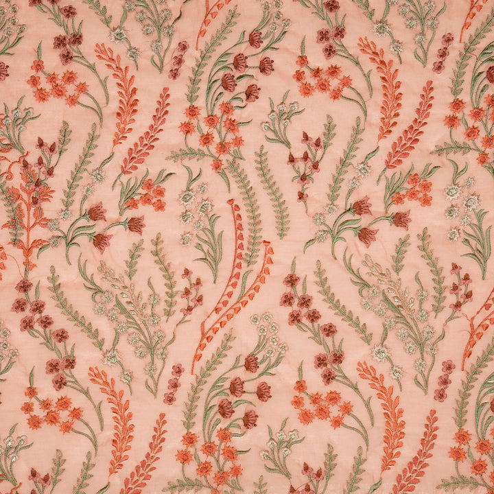 Zumra Jaal on Peach Cotton Silk Embroidered Fabric