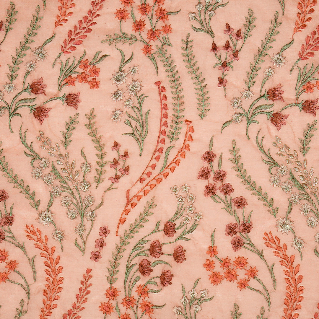 Zumra Jaal on Peach Cotton Silk Embroidered Fabric