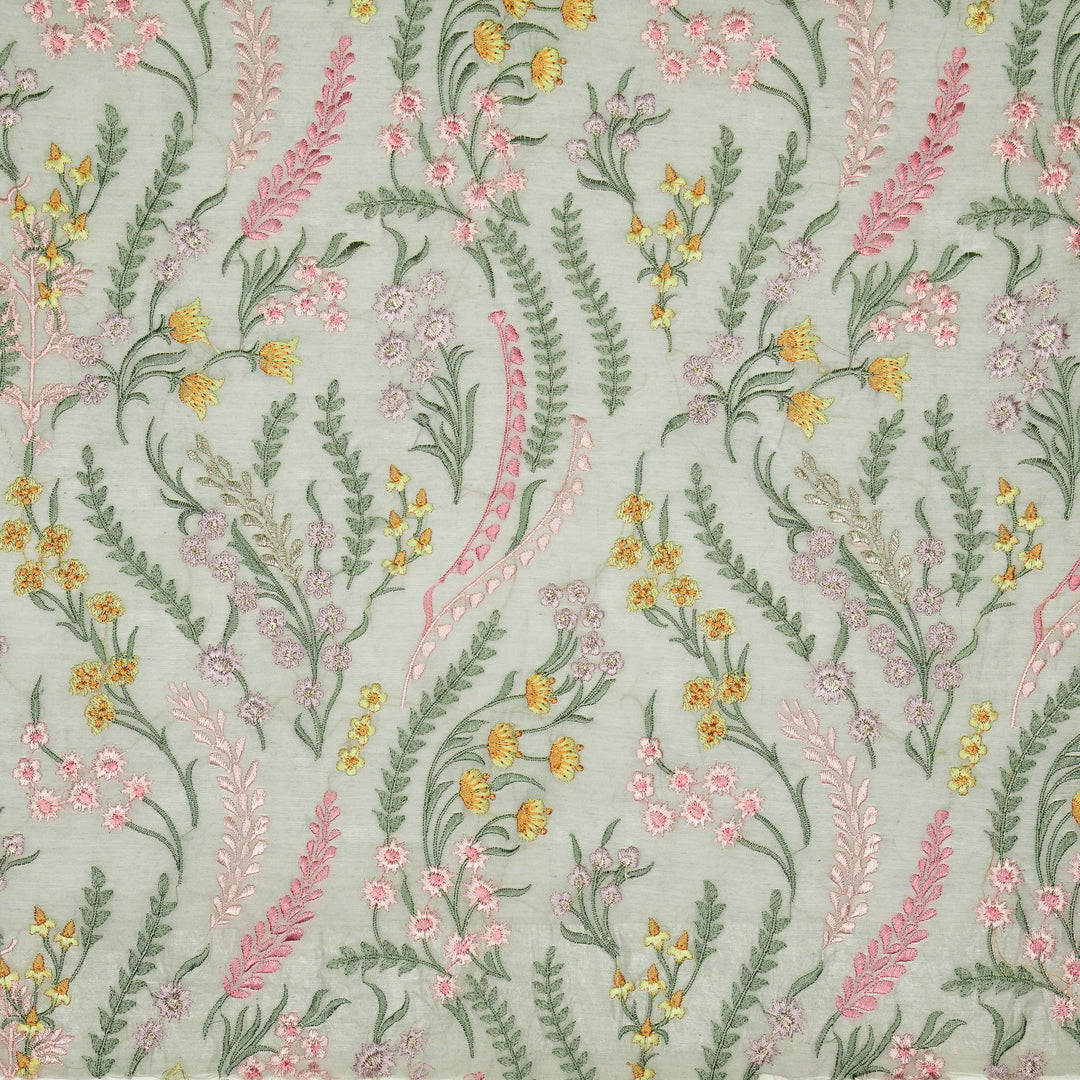 Zumra Jaal on Grey Cotton Silk Embroidered Fabric