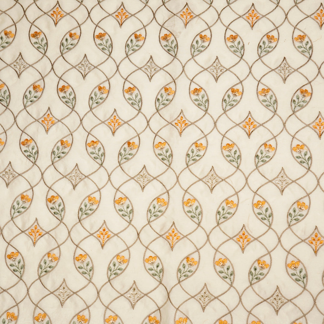 Keisha Jaal on Ivory Malmal Embroidered Fabric