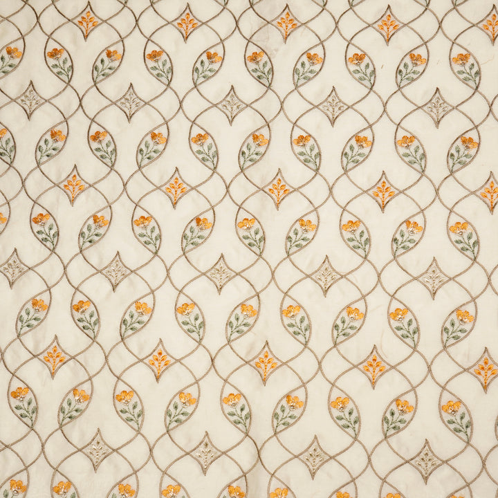 Keisha Jaal on Ivory Malmal Embroidered Fabric