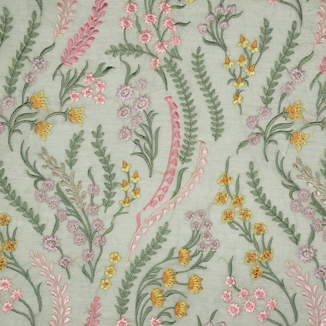 Zumra Jaal on Grey Cotton Silk Embroidered Fabric