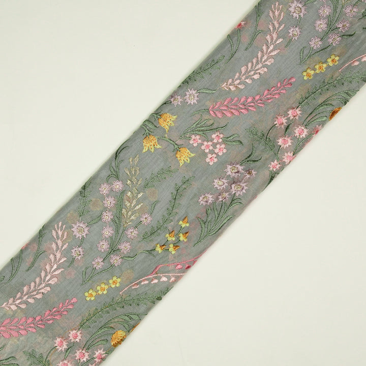 Zumra Jaal on Grey Cotton Silk Embroidered Fabric