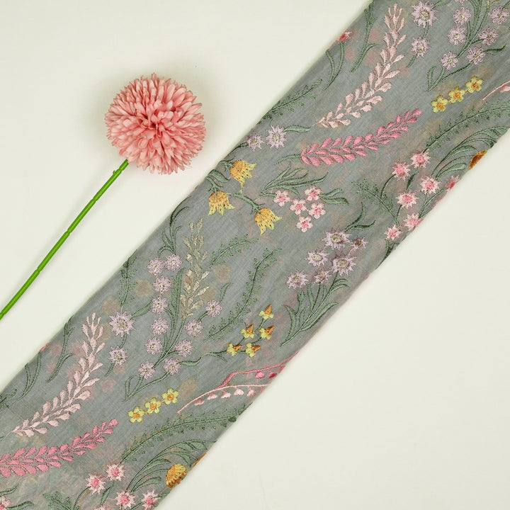 Zumra Jaal on Grey Cotton Silk Embroidered Fabric