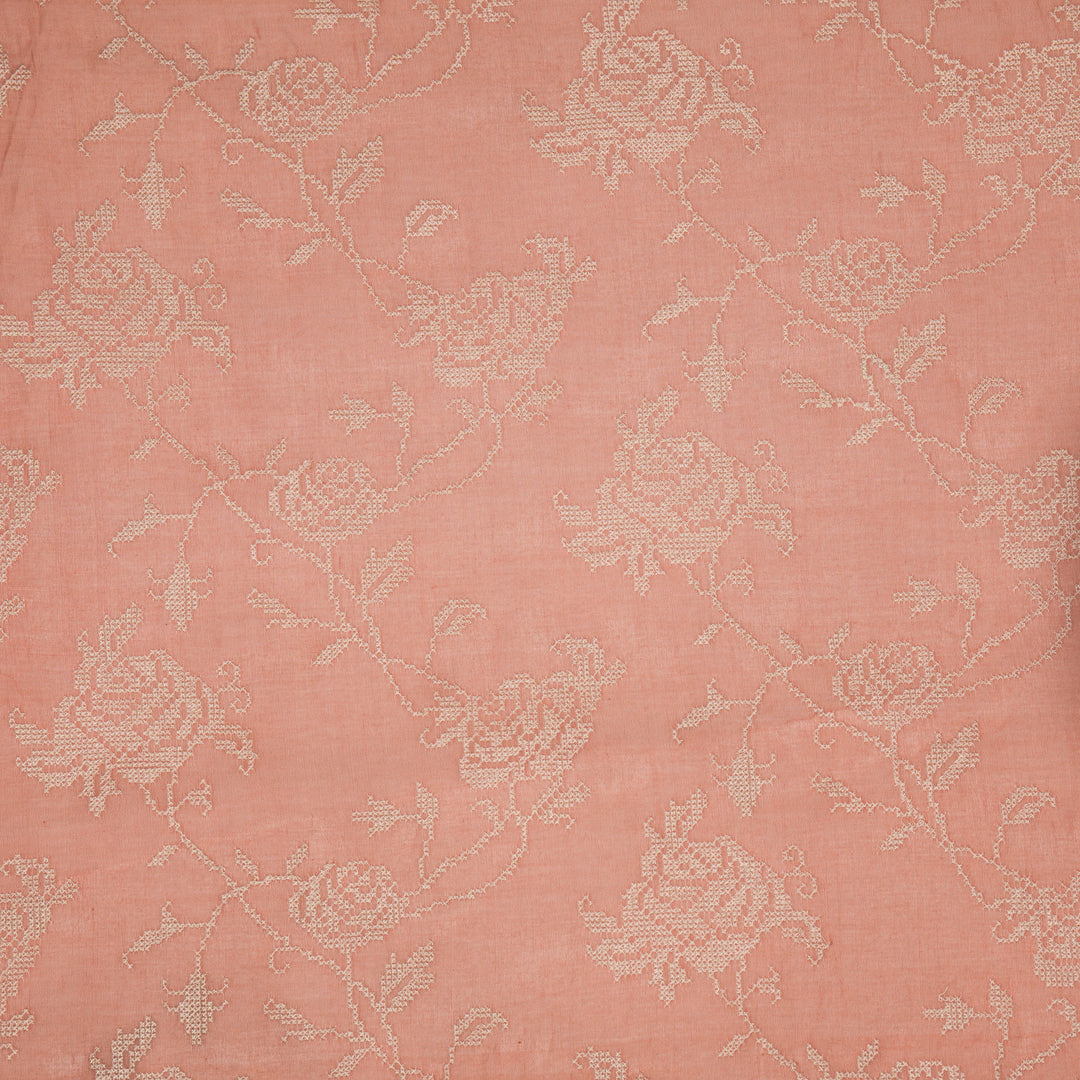 Hansa Jaal on Gajari Cotton Silk Embroidered Fabric