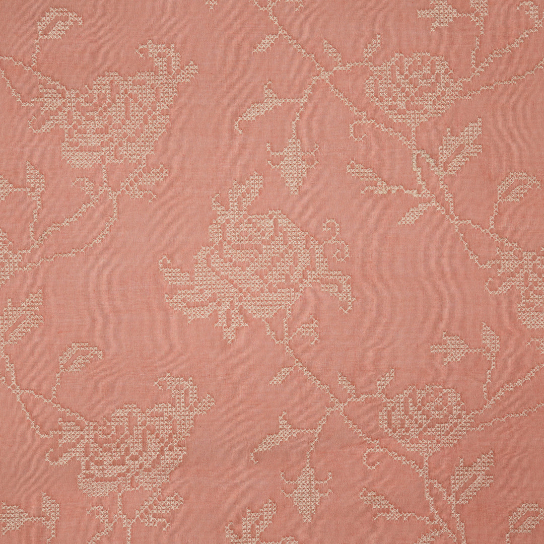 Hansa Jaal on Gajari Cotton Silk Embroidered Fabric