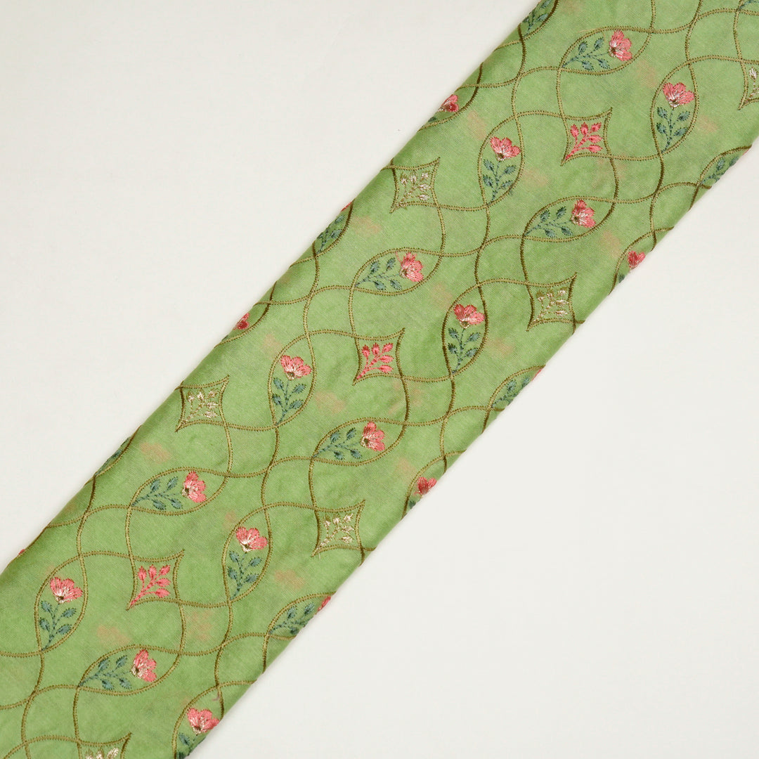 Keisha Jaal on Light Olive Malmal Embroidered Fabric