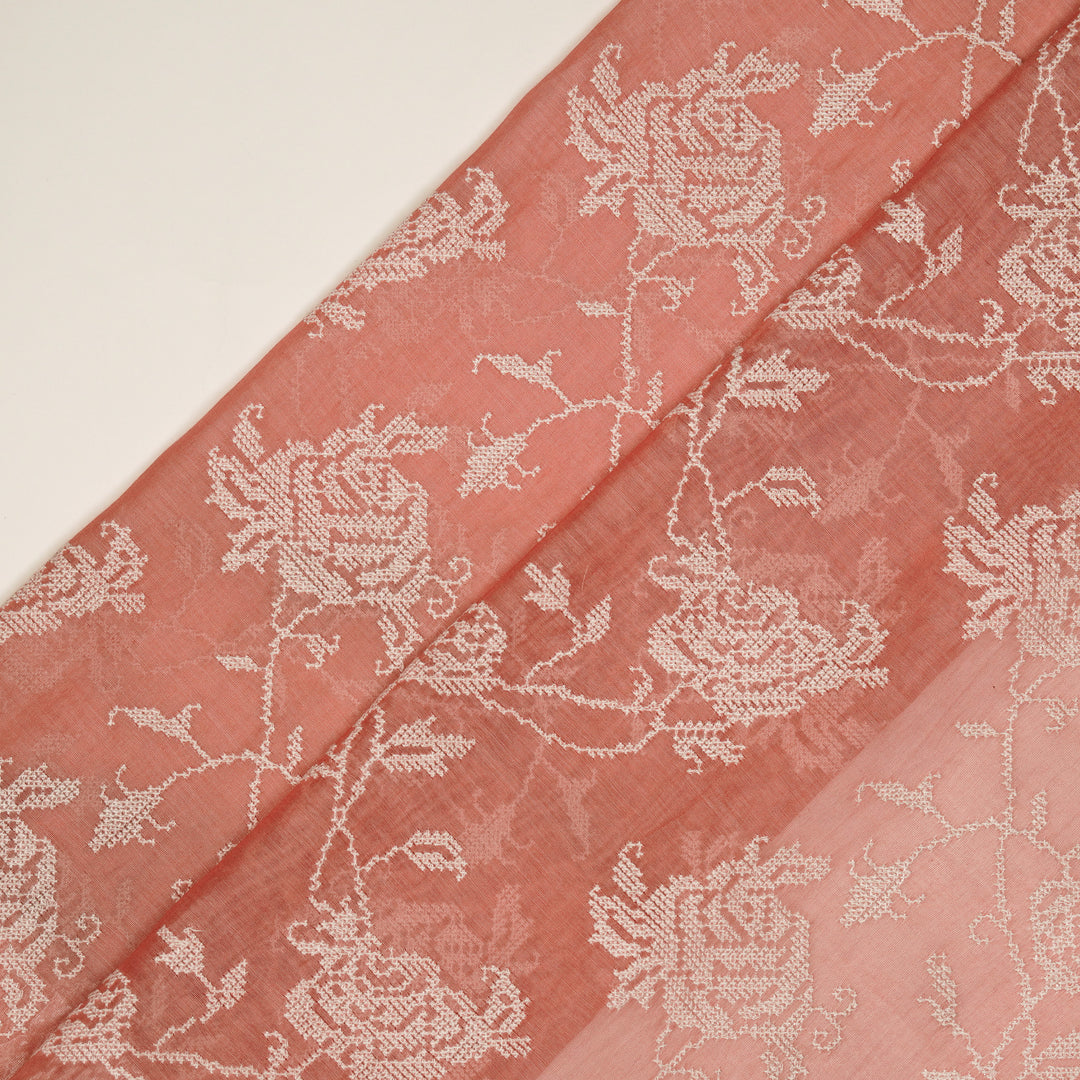 Hansa Jaal on Gajari Cotton Silk Embroidered Fabric