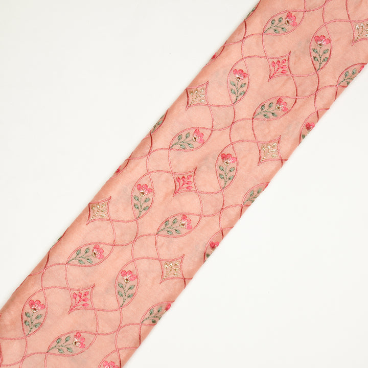 Keisha Jaal on Peach Malmal Embroidered Fabric