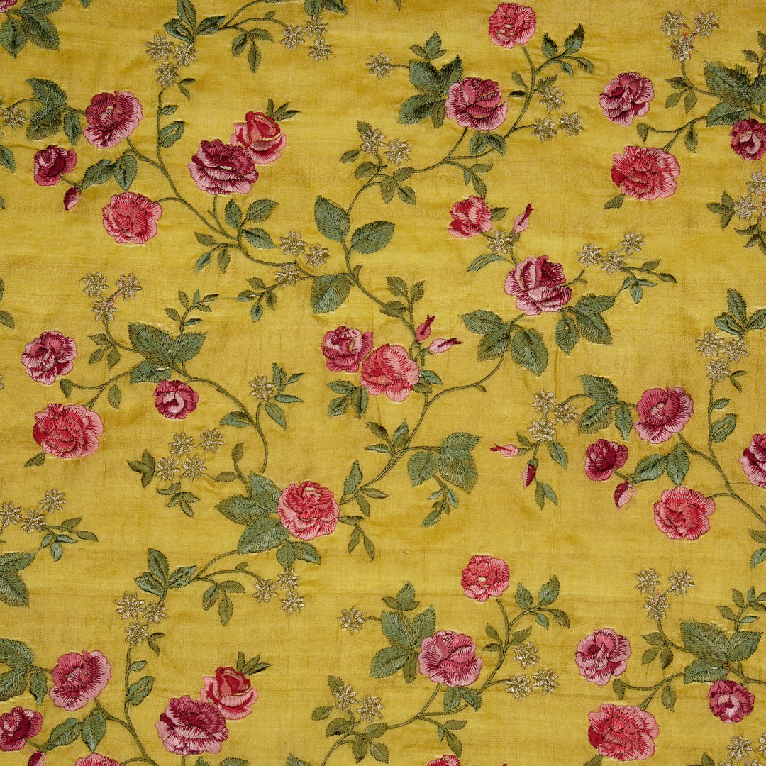 Mahira Jaal On Gold Tussar Silk Embroidered Fabric