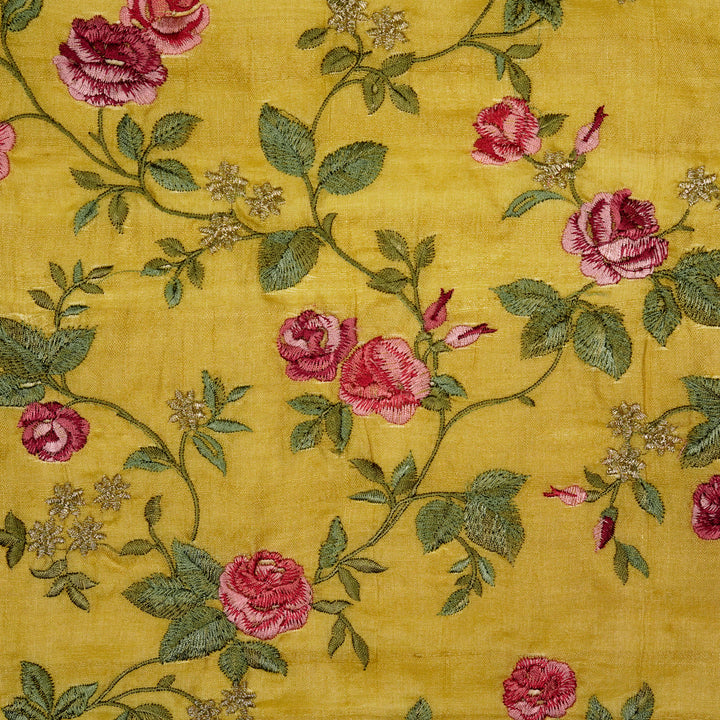 Mahira Jaal On Gold Tussar Silk Embroidered Fabric