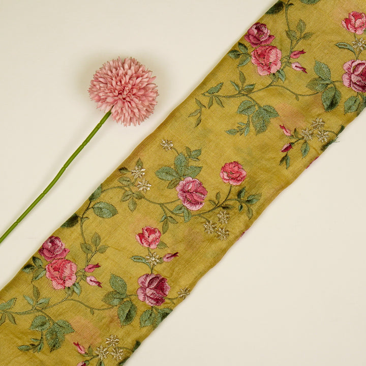 Mahira Jaal On Gold Tussar Silk Embroidered Fabric