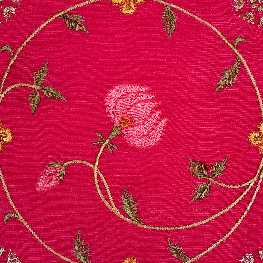 Nargis Jaal on Fuxia Semi Raw Silk Embroidered Fabric