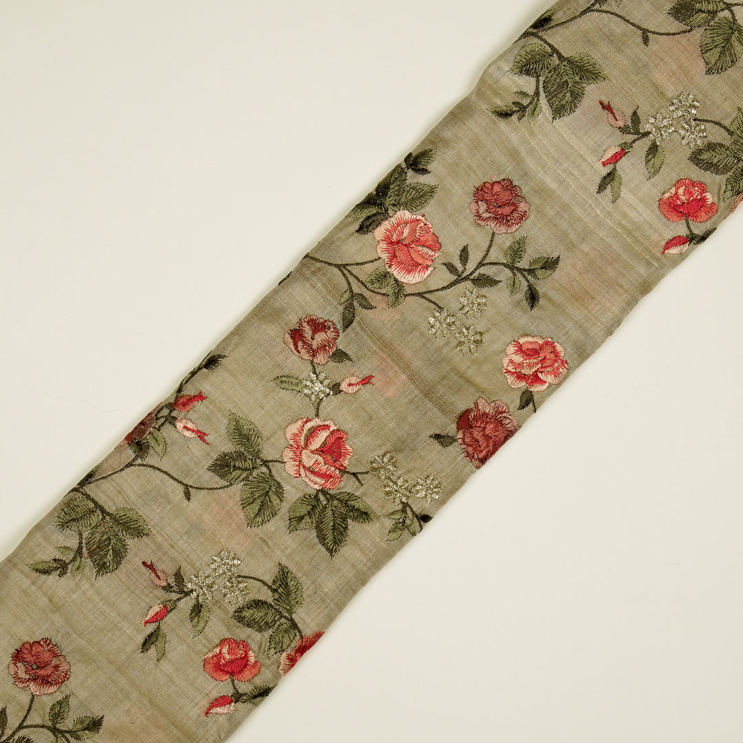 Mahira Jaal On Natural Tussar Silk Embroidered Fabric