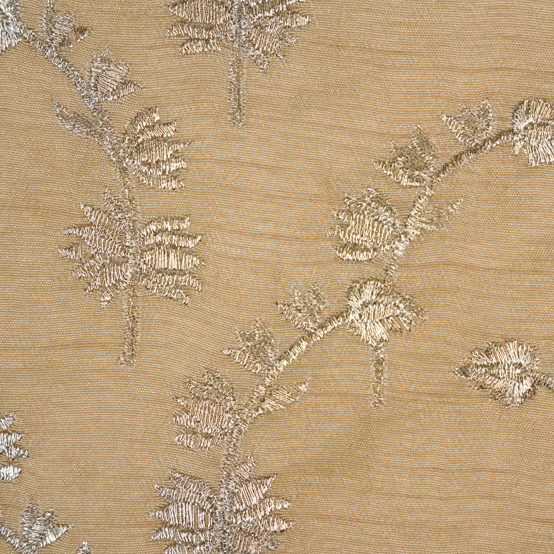 Sunerah Zari Jaal on Beige Semi Raw Silk Embroidered Fabric