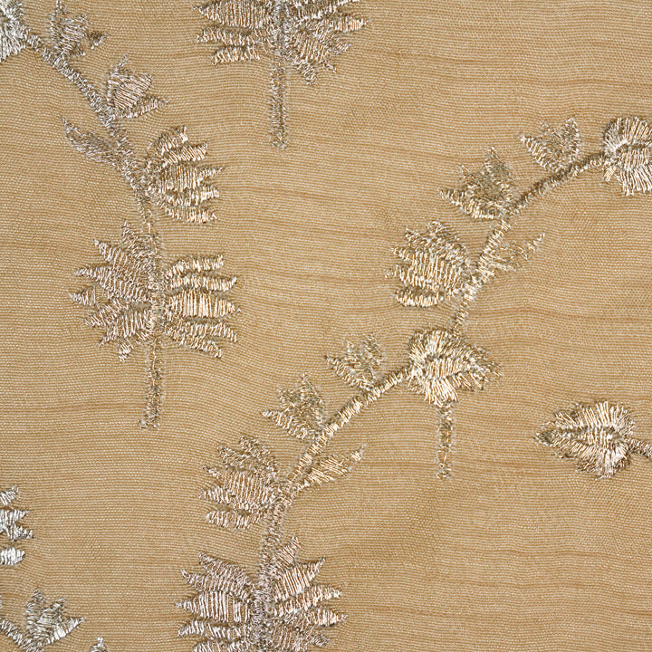 Sunerah Zari Jaal on Beige Semi Raw Silk Embroidered Fabric