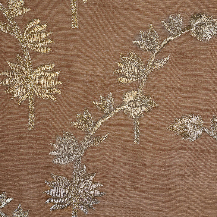 Sunerah Zari Jaal on Onion Semi Raw Silk Embroidered Fabric