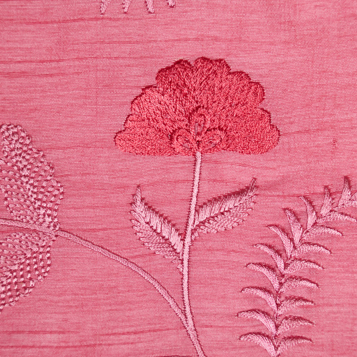 Azin Jaal on Pink Semi Raw Silk Embroidered Fabric