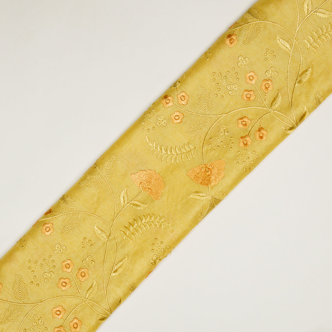 Azin Jaal on Lemon Semi Raw Silk Embroidered Fabric