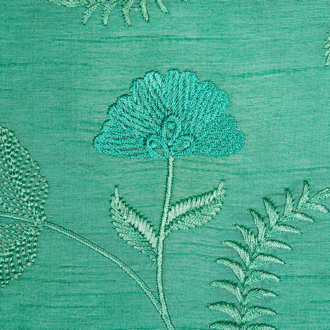 Azin Jaal on Aqua Semi Raw Silk Embroidered Fabric