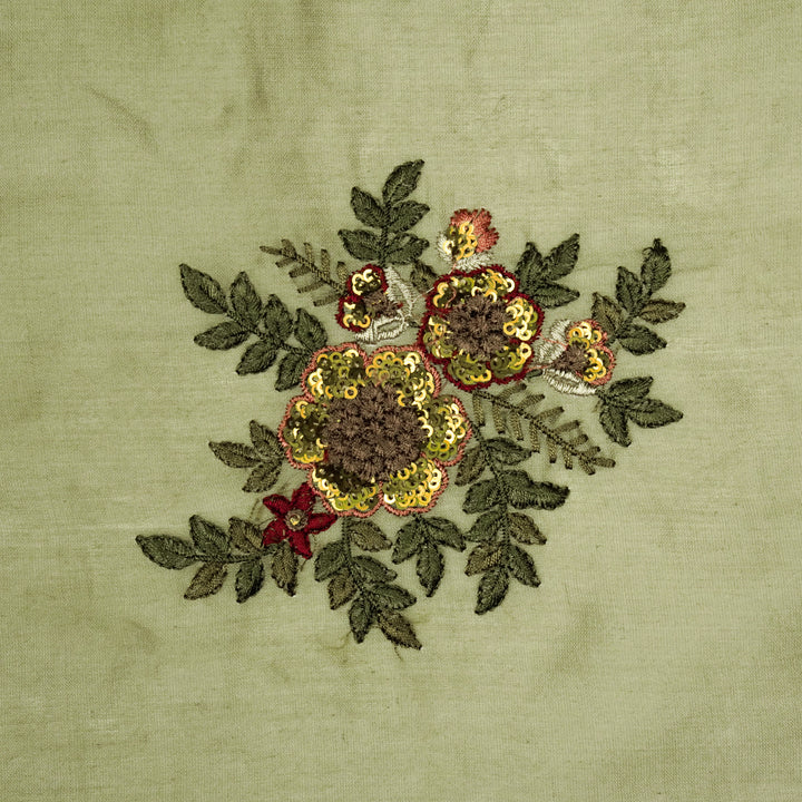 Pushti Buta on Mouse Luxe Silk Chanderi Embroidered Fabric