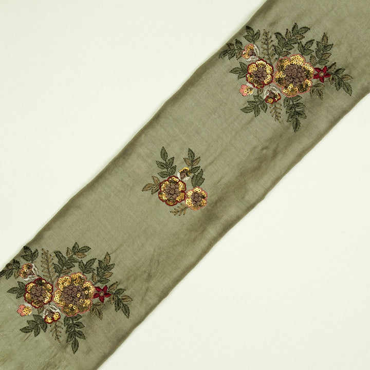 Pushti Buta on Mouse Luxe Silk Chanderi Embroidered Fabric