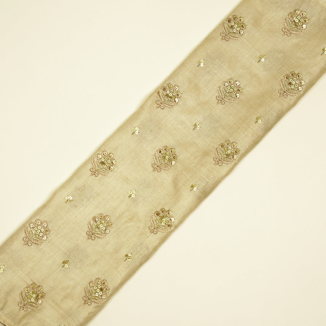 Naaz Buti On Natural Tussar Silk Embroidered Fabric