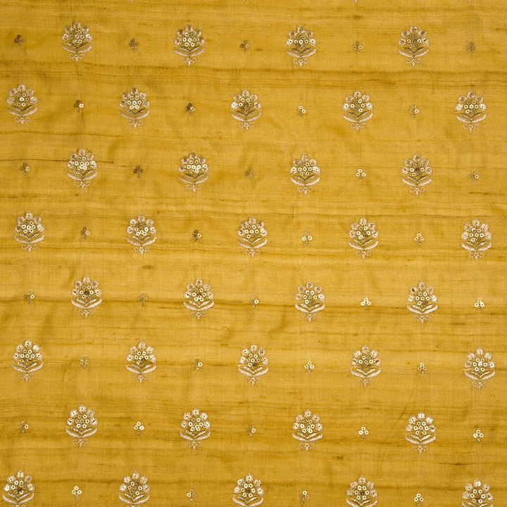 Naaz Buti On Dusky Gold Tussar Silk Embroidered Fabric