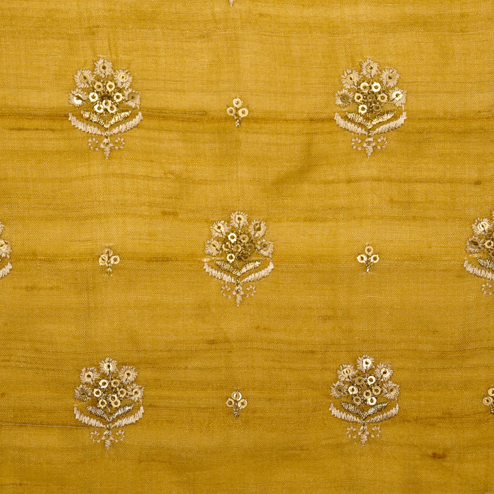 Naaz Buti On Dusky Gold Tussar Silk Embroidered Fabric