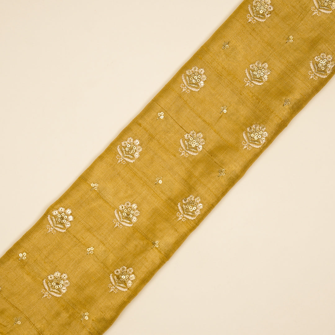 Naaz Buti On Dusky Gold Tussar Silk Embroidered Fabric