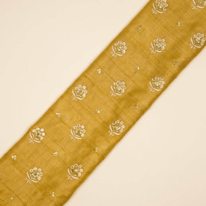 Naaz Buti On Dusky Gold Tussar Silk Embroidered Fabric