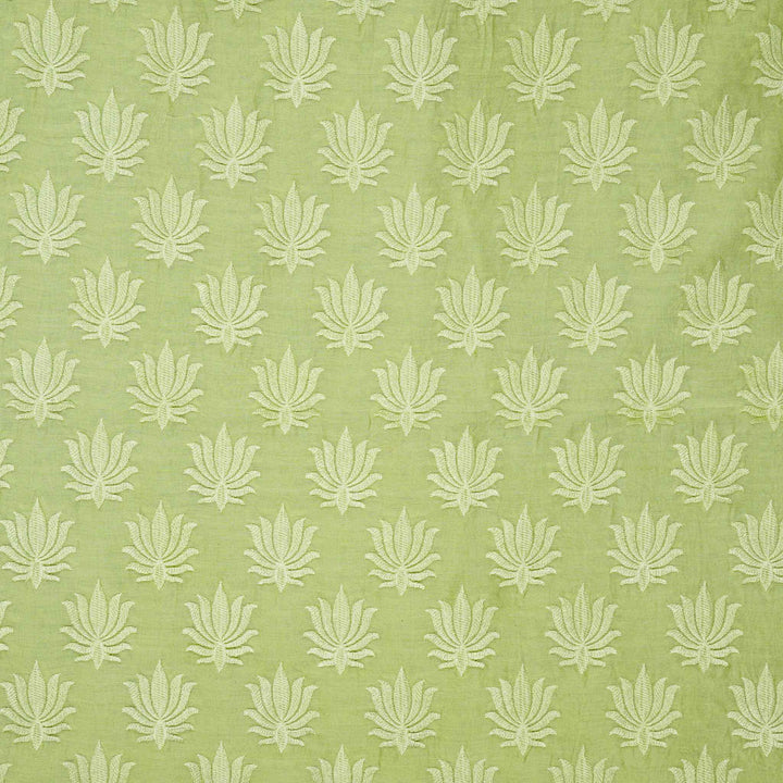 Lata Buta on Pista Green Silk Chanderi Embroidered Fabric