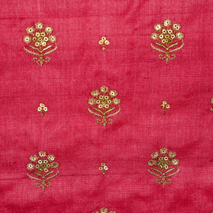 Naaz Buti On Tomato Tussar Silk Embroidered Fabric