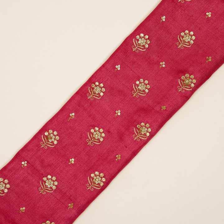 Naaz Buti On Tomato Tussar Silk Embroidered Fabric