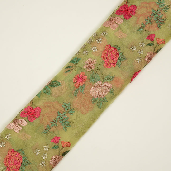 Anvitha Jaal on Lemon Silk Organza Embroidered Fabric