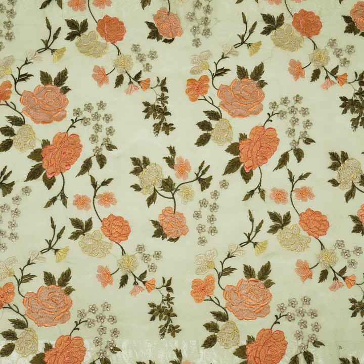 Anvitha Jaal on Light Pista Silk Organza Embroidered Fabric