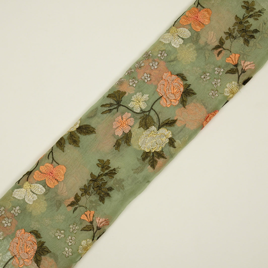 Anvitha Jaal on Light Pista Silk Organza Embroidered Fabric