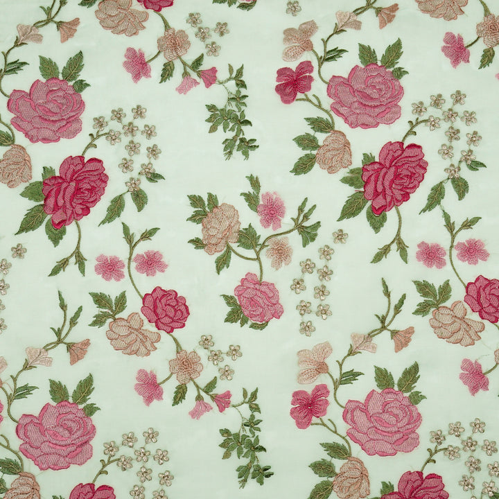 Anvitha Jaal on Aqua Silk Organza Embroidered Fabric