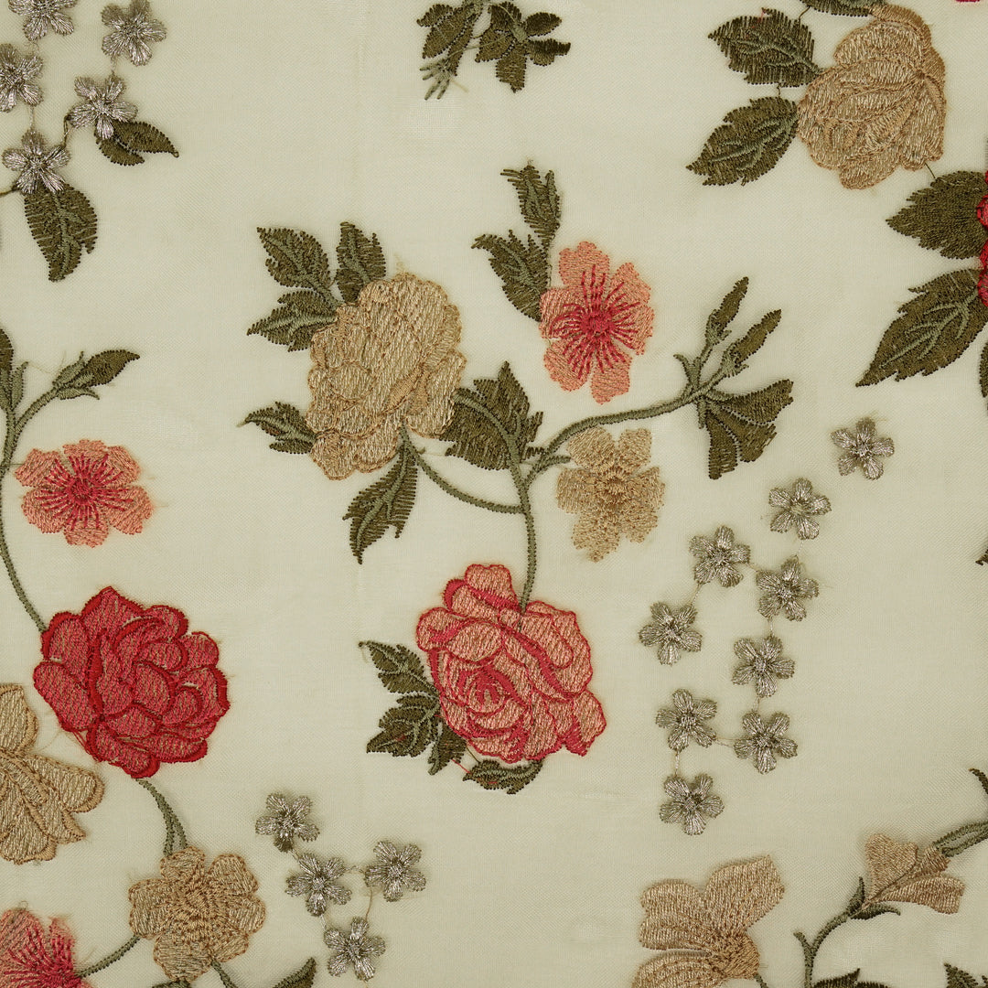 Anvitha Jaal on Cream Silk Organza Embroidered Fabric