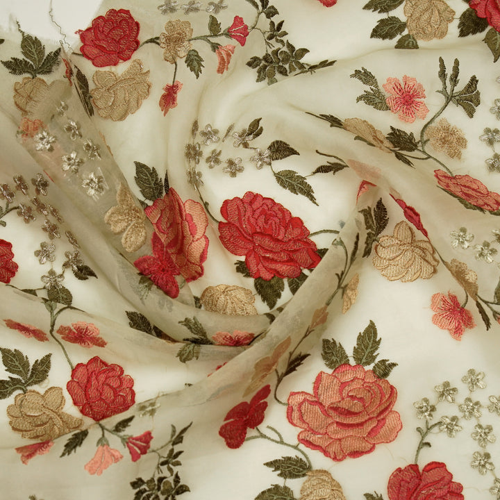 Anvitha Jaal on Cream Silk Organza Embroidered Fabric