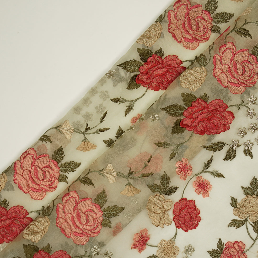 Anvitha Jaal on Cream Silk Organza Embroidered Fabric