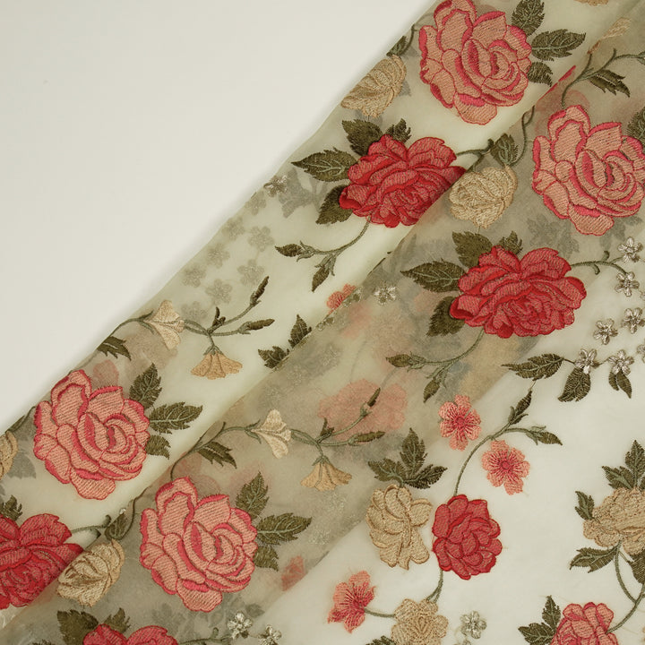 Anvitha Jaal on Cream Silk Organza Embroidered Fabric