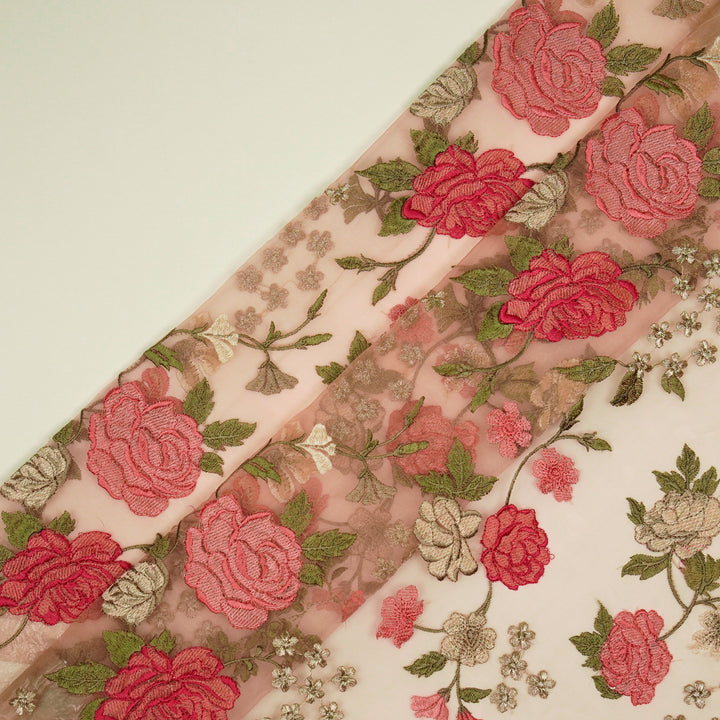 Anvitha Jaal on Blush Silk Organza Embroidered Fabric