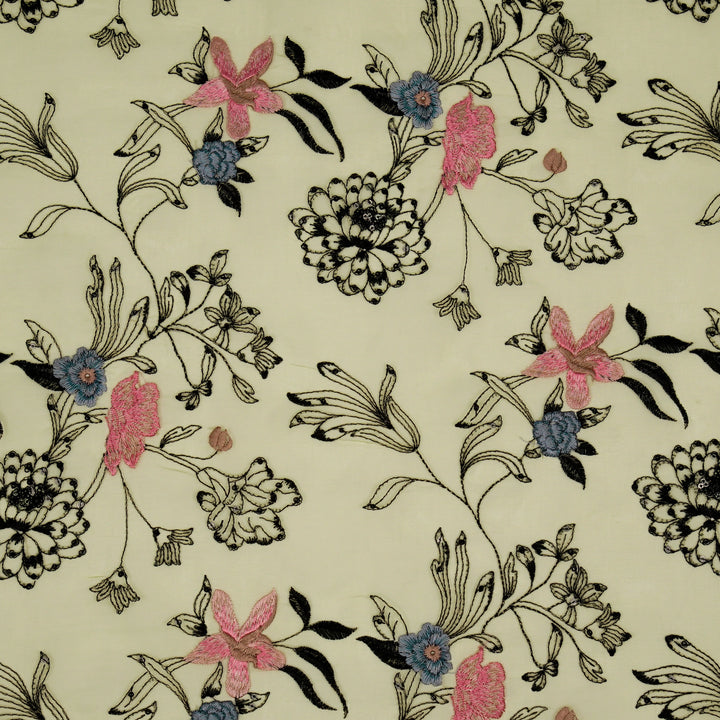 Layla Jaal on Lemon Silk Organza Embroidered Fabric