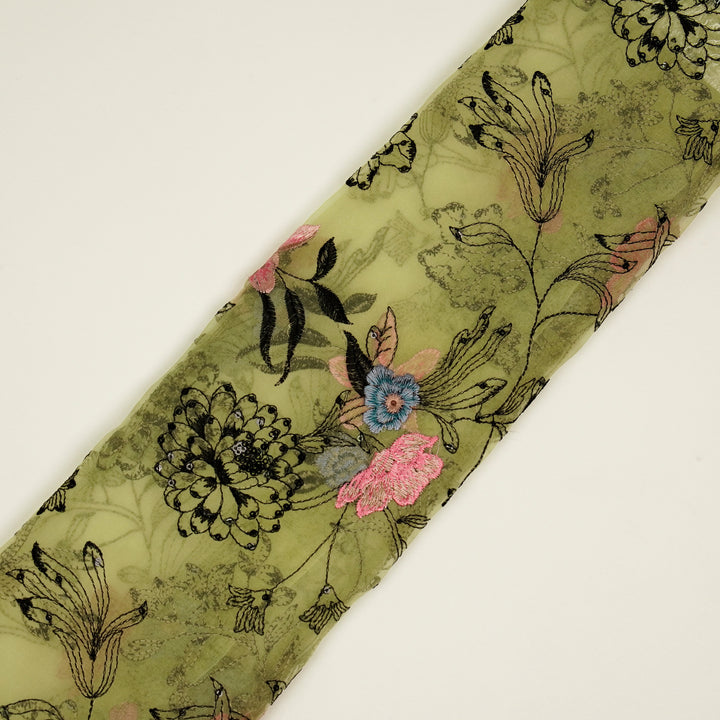 Layla Jaal on Lemon Silk Organza Embroidered Fabric