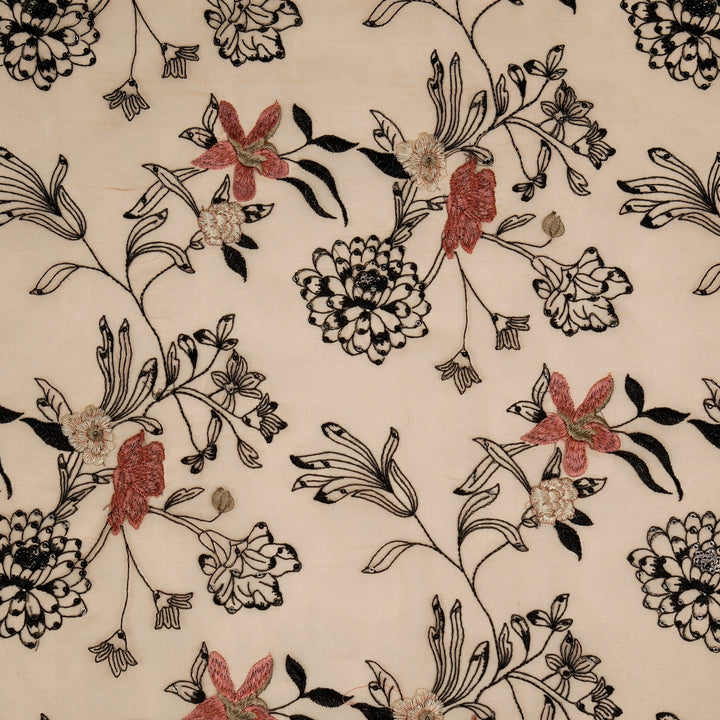 Layla Jaal on Light Peach Silk Organza Embroidered Fabric