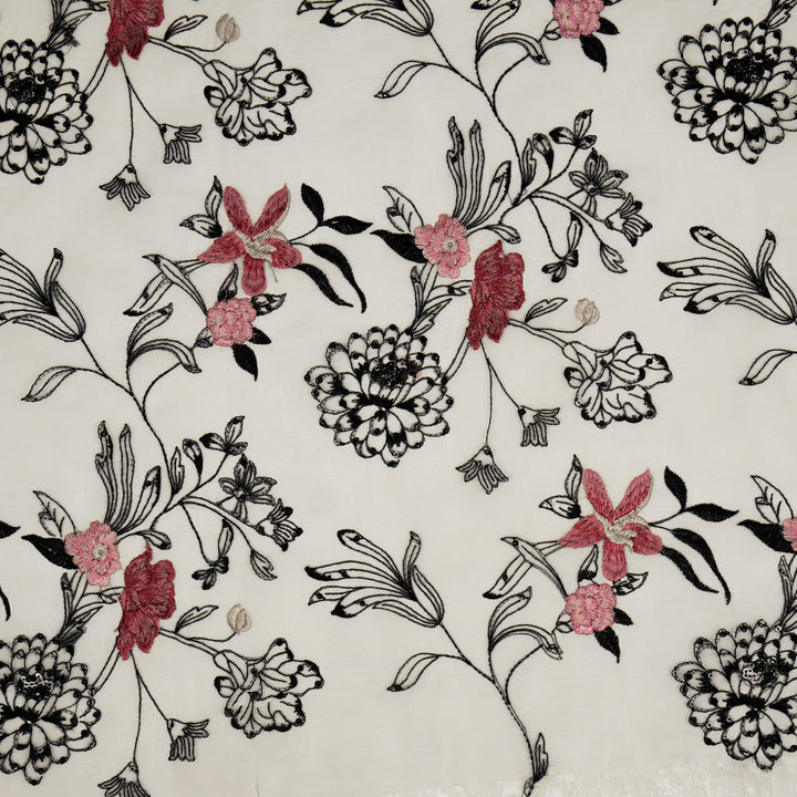 Layla Jaal on Light Mauve Silk Organza Embroidered Fabric