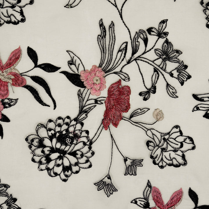 Layla Jaal on Light Mauve Silk Organza Embroidered Fabric