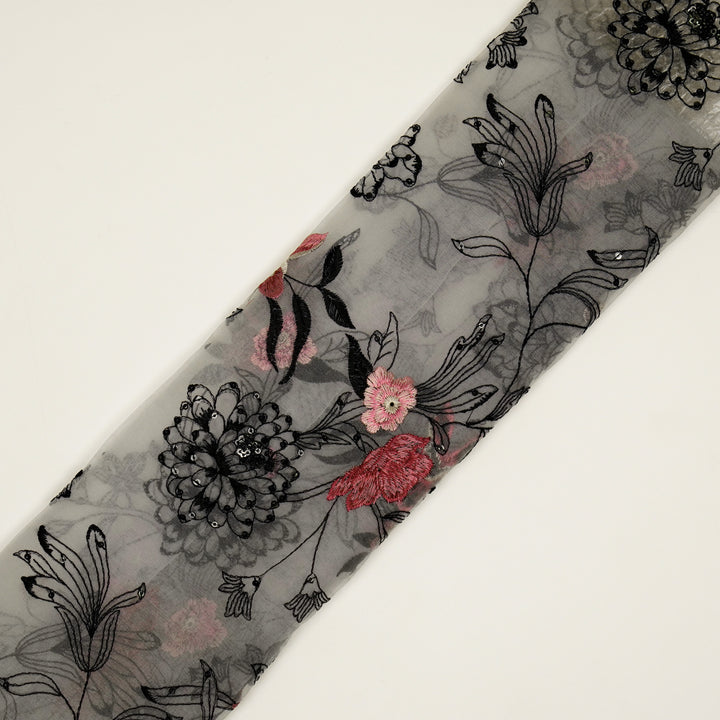 Layla Jaal on Light Mauve Silk Organza Embroidered Fabric